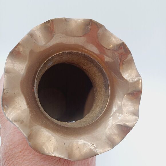 Vintage Etched Brass Vase Ornate Engraved Brass India Red Detail 8.5in - Picture 5 of 8